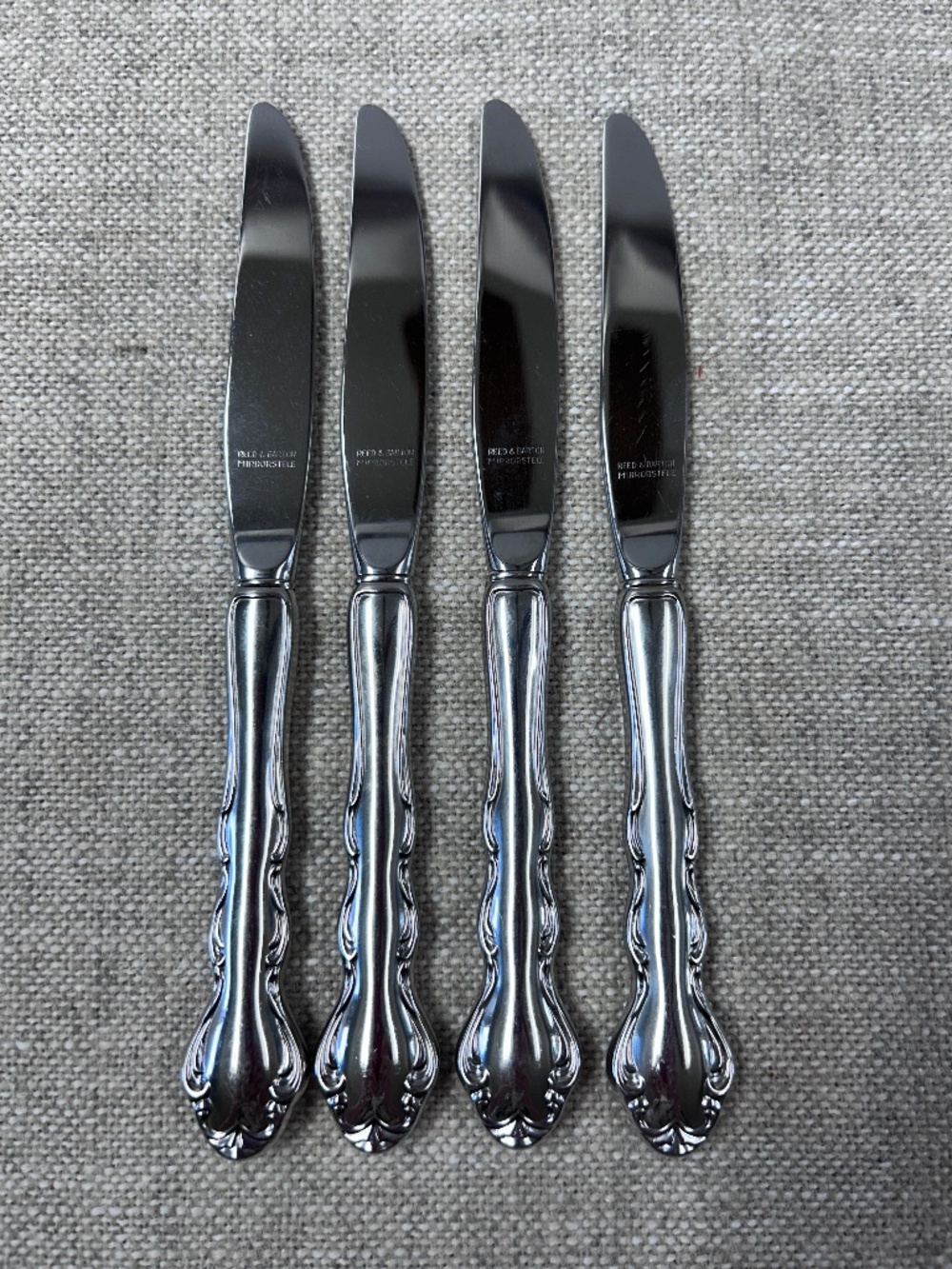 Lot of 4 Reed & Barton Regency Dinner Knives 18/8 Stainless Flatware